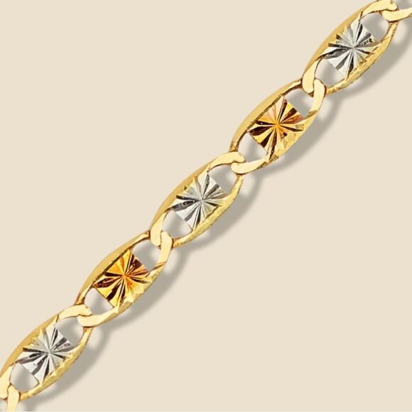 14k Solid Gold Tri-Color Chain Necklace | Birthday Gift | Timeless Chain | 20” - Picture 2 of 4